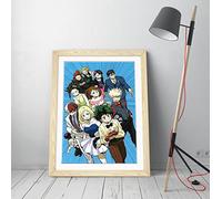 My Hero Academia 2 Blue Framed Wall Art Picture Print - A4 - Light Oak Frame