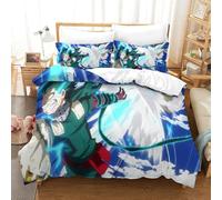 My Hero Academia 3D Print 3 Pieces Comforter Cover Izuku Midoriya with Pillow Cases Hidden Zipper for Adults Bedroom Decoration Single（140x200cm）