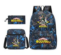 My Hero Academia Backpack School Bags Anime Print Laptop Backpack Casual Rucksack Student School Bookbag Messenger Bag Pencil Case for Boys Girls