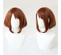 My Hero Academia Boku No Hiro Akademia Uraraka Ochako Short Brown Bobo Heat Resistant Cosplay Costume Wig + Free Wig Cap