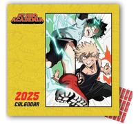 My Hero Academia Calendar 2025 Official Square Wall Calendar Gift Present with Free Organising Stickers