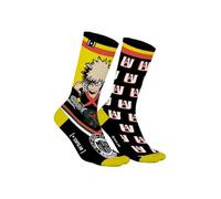 My Hero Academia Men's Cotton Socks, 1 Pair of Novelty Socks Bakugou, Black, 39-42