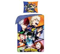 My Hero Academia Single Duvet Cover Set - Reversible Blue Anime Bedding | Soft Microfibre Quilt Cover & Pillowcase | Kids Teens Boys Bedroom Décor