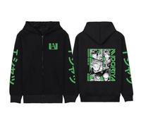 My Hero Academia Zipper Hoodies Black Long Sleeve Comfortable Hip Hop Y2k Manga Pullovers Drop Shoulder Cartoon Anime Harajuku Jackets (XXS,color 02)
