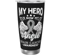 My Hero is Now My Angel Brain Cancer Awarene Stainless Steel Vacuum Insulated Tumbler 20oz Coffee Cups Travel Mug Water Cup