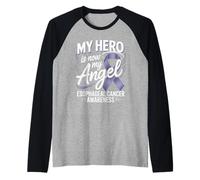 My Hero is Now My Angel Esophageal Cancer Awareness Raglan Baseball Tee