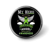 My Hero Is Now My Angel MentalAwareness Round Metal Badge Lapel Pin,Stylish Patriotic Pattern Button Brooch Decorative Badges for Men Women