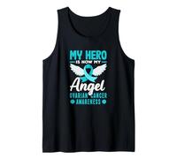 My Hero is Now My Angel Ovarian Cancer Awareness Tank Top