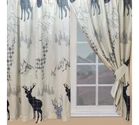 My Home 66" X 54" Highland Stag Pencil Pleat Curtains Taupe Grey Navy