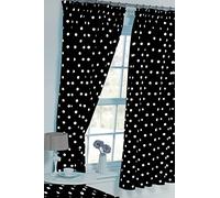 My Home 66"x72" Polka Dot Black/White, Curtains + Matching Tie-Backs, Modern Spot Dot Design