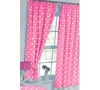 My Home 66"x72" Polka Dot Pink/White, Curtains + Matching Tie-Backs, Modern Spot Dot Design