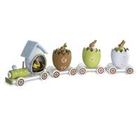 My Home Easter Train Easter Decoration Rabbit Train Easter Gift, Egg Cart, Easter Eggs and Rabbits, Ice Rink, Approx. 29 x 8 cm