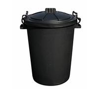 My Home Essentials 80/85L Litre Black Bin Garden Large Black Plastic Dustbin Storage Unit Clip On Locking Lid Heavy Duty for Rubbish Waste Animal Feed