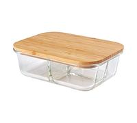 My Home Glass Storage Container Made of Borosilicate Glass with Triple Dividers and Bamboo Lid