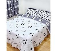 My Home King Size Bed Football Duvet Cover Bedding Set, Sports Ball Net, White Grey Black