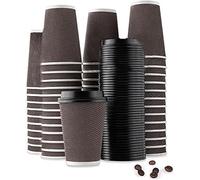 My Home & Lighting Store Ripple Hot Cups with Lids for Coffee and Takeaway Drinks - Triple Wall Insulated Disposable Cups (500 Counts)
