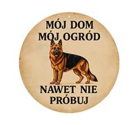 My Home My Garden Even Don't Try German Shepherd Dog Circular Sign Design Round Tin Sign Vintage Style Metal Sign Home Bar Garden Wall Plaque Decor Metal Poster 8x8 Inch