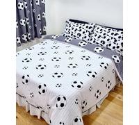 My Home Single Bed Size Football Duvet Cover Set White Grey Reversible