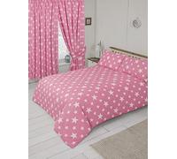 My Home Single Bed Size Stars Pink, Duvet/Quilt Cover Set, Novelty Kids Children's Design, Pink White