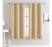 My home store Beige Blackout Curtains for Bedroom Super Soft Solid Thermal Insulated Eyelet Blackout Curtains for Living Room, W 46" x L 54" (2 Panels)