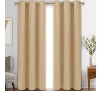 My home store Beige Blackout Curtains for Bedroom Super Soft Solid Thermal Insulated Eyelet Blackout Curtains for Living Room, W 46" x L 90" (2 Panels)