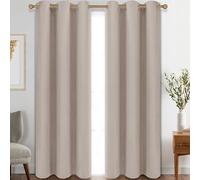 My home store Beige Blackout Curtains for Bedroom Super Soft Solid Thermal Insulated Eyelet Blackout Curtains for Living Room, W 90" x L 54" (2 Panels)