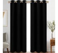 My home store Black Blackout Curtains for Bedroom Super Soft Solid Thermal Insulated Eyelet Blackout Curtains for Living Room, W 90" x L 108" (2 Panels)