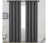 My home store Charcoal Blackout Curtains for Bedroom Super Soft Solid Thermal Insulated Eyelet Blackout Curtains for Living Room, W 66" x L 90" (2 Panels)