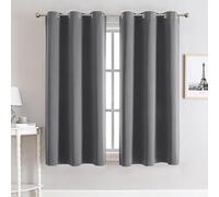 My home store Charcoal Blackout Curtains for Bedroom Super Soft Solid Thermal Insulated Eyelet Blackout Curtains for Living Room, W 46" x L 54" (2 Panels)