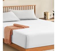 My Home Store Cotton Fitted Sheets King Size - 100% Egyptian Cotton 300TC Hotel Quality 30 cm Fitted Bedsheets (White)