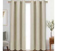 My home store Cream Blackout Curtains for Bedroom Super Soft Solid Thermal Insulated Eyelet Blackout Curtains for Living Room, W 46" x L 72" (2 Panels)