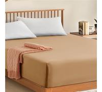 My Home Store Fitted Sheet 100% Egyptian Cotton 300TC Hotel Quality 30 cm Fitted Bedsheets (Beige, Single)
