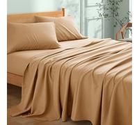 My home store Flat Sheet 100% Egyptian Cotton 300TC Hotel Quality Flat Bed Sheets (Beige, Super King (275 x 310cm))