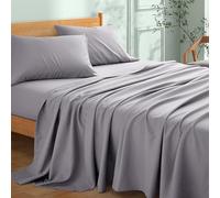My Home Store Flat Sheet 100% Egyptian Cotton 300TC Hotel Quality Premium Soft Easy Care Super King Sheet Set Fade Resistant Bedding (Grey, (275 x 310cm))