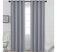My home store Grey Blackout Curtains for Bedroom Super Soft Solid Thermal Insulated Eyelet Blackout Curtains for Living Room, W 90" x L 108" (2 Panels)