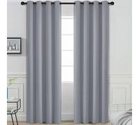 My home store Grey Blackout Curtains for Bedroom Super Soft Solid Thermal Insulated Eyelet Blackout Curtains for Living Room, W 46" x L 90" (2 Panels)