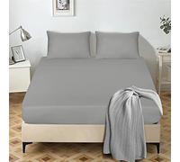 My home store Grey Deep Fitted Sheets King Size - 25 cm Deep Brushed Microfiber Ultra Soft No-Iron Wrinkle-Resistant Plain Dyed Fitted Bed Sheets Hypoallergenic Breathable Sheet