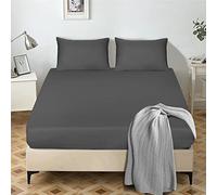 My home store King Size Bedding Fitted Sheets 25 cm Deep Brushed Microfiber - Ultra Soft No-Iron Wrinkle-Resistant Plain Dyed Fitted Bed Sheets - Hypoallergenic Breathable Sheets Set (Charcoal)