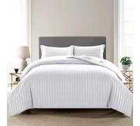 My home store King Size Duvet Cover Sets - Hotel Quality Satin Stripes Quilt Cover Bedding Sets with 2 Pillowcases - Soft, Breathable Reversible Microfiber Bed Covers