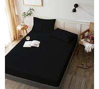 My Home Store Microfiber Fitted Sheet Super Soft Easy Care 40 Cm Deep Non Iron Fitted Bed Sheet (Black, King)