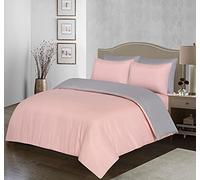 My Home Store Microfiber Reversible Duvet Cover Super King size Bedding Set Soft Microfiber Bed Covers with Matching Pillowcases (Blush (Grey Reverse)