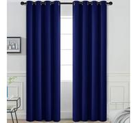 My home store Navy Blackout Curtains for Bedroom Super Soft Solid Thermal Insulated Eyelet Blackout Curtains for Living Room, W 90" x L 90" (2 Panels)