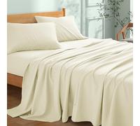 My Home Store Premium Soft Flat Sheet 100% Egyptian Cotton 300TC Hotel Quality Easy Care Flat Bed Sheets Fade Resistant Bedding (Cream, Super King (275 x 310cm))