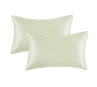 My Home Store Satin Silk Pillow Case 2 Pack - Cream Natural Pillowcase - Standard Size 50x75 cm - Silk Pillowcases for Hair and Skin
