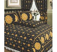 My Home Super King Size Bed Sun And Moon Black Duvet Cover Bedding Set Yellow White