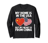 My Home USA My Heart China Chinese American Pride Flag Long Sleeve T-Shirt
