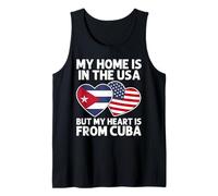 My Home USA My Heart Cuba Cuban American Pride Flag Tank Top