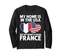 My Home USA My Heart France French American Pride Flag Long Sleeve T-Shirt