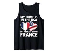 My Home USA My Heart France French American Pride Flag Tank Top