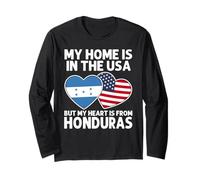 My Home USA My Heart Honduras Honduran American Pride Flag Long Sleeve T-Shirt